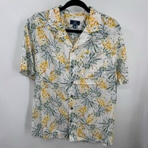 George Men's Relaxed Button Front Camp Shirt MEDIUM (38-40) Pineapple Print New